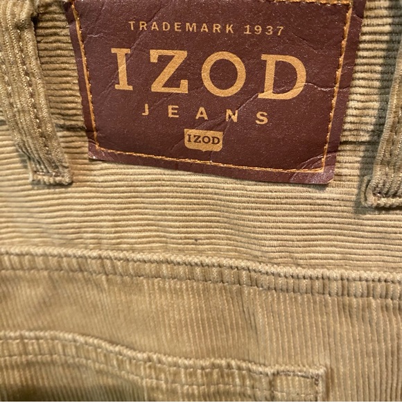 Izod Khaki Corduroy Flat Front 100% Cotton Pants - Picture 5 of 5